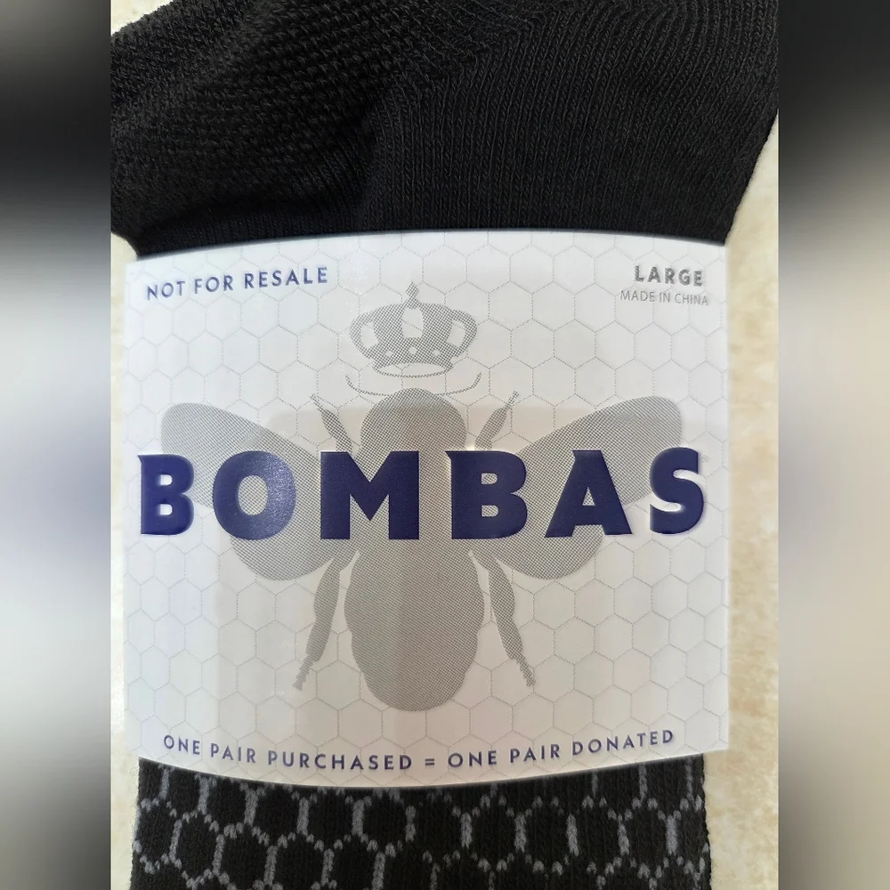 Bombas Ankle Socks Large 3 Pair Unisex Womens & Mens Honeycomb Black/Grey BNWT - Picture 4 of 12